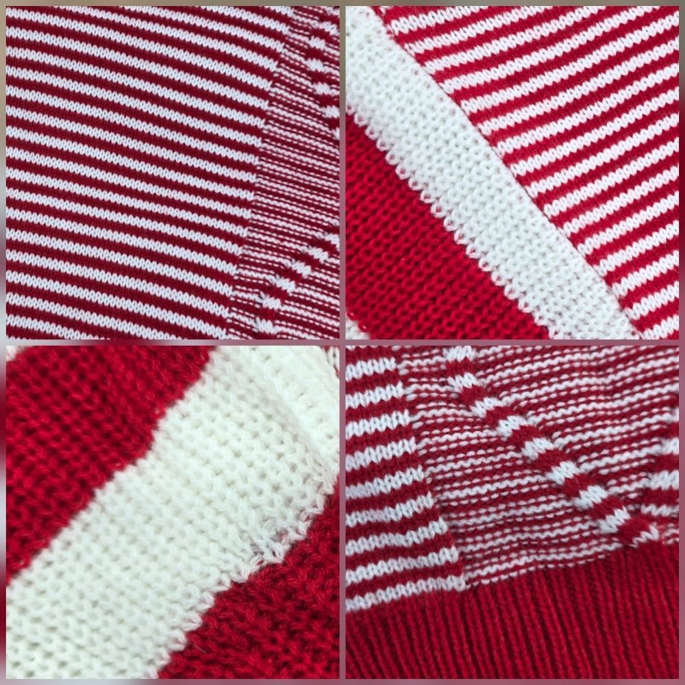 🩵🅰️NWOT Red & White Striped Knit Long Sleeve Sweater Large - Picture 11 of 16
